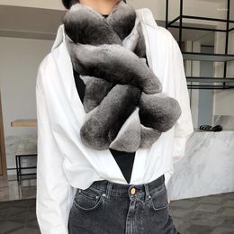 Scarves Fangtai 2023 Winter Warm Luxury Unisex Real Chinchilla Fur Scarf Special Price Natural Colour Neck Warmer