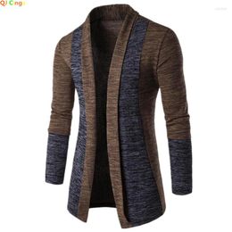 Men's Sweaters Dark Brown And Grey Spliced Sweater Cardigan Clashing Colour Knit Korean Hundred M L XL XXL XXXL XXXXL