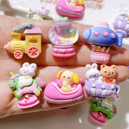 Decorative Objects Figurines Kawaii Resin Cartoon Amusement Park Brother Bear Train Cabochons Flatback For Bows DIY Scrapbooking Accessories 230809