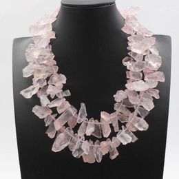 Pendant Necklaces GuaiGuai Jewellery 2 Rows Natural Rose Quartzs Rough Faceted Pink Crystal Chokers Necklace For Women