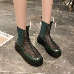Summer Flat Comfortable And Breathable Net Boots Punk Fashion Style Cool WomenS Short Boots Waterproof Platform Foot Ankel Boot L230704