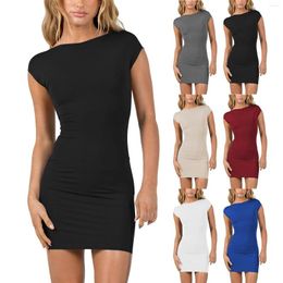 Casual Dresses Women's Solid Colour Short Sleeved Buttocks Wrapped Skirt Spicy Girl Sexy Shirt Dress Womens Maxi With Sleeves