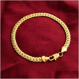 Chain 5Mm Snake Chains Bracelet 18K Gold Plated And 925 Sterling Sier Mens Link Bangle For Women Hip Hop Jewelry In Bk Drop Delivery B Dhf2L