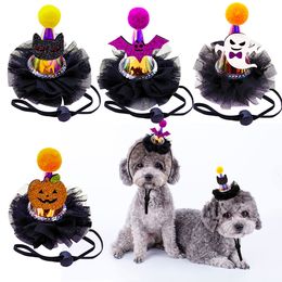 Dog Apparel Style Pet Cat Hat Halloween Colorful Shining Glowing Ghost Pumpkin Bat Decorations Witch Hair Accessories 230809