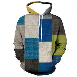 Men's Hoodies 3D Plaid Graphic Print Long Sleeve Hooded For Men Boy Sports Gym Sweatshirts Coats Autumn Oversized Daily Casual Tops