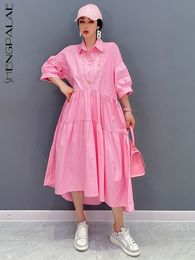 Urban Sexy Dresses SHENGPALAE Sweet Pink Shirt Dress For Women Korean Fashion Elegant Cute Dresses Vestido Robe Summer Y2k Clothes 5R1519 230808