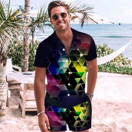 Men's Tracksuits Fashion Hawaiian Print Short Sleeve Shirt Set Beach Leopard Shorts Suit Top M-3XL