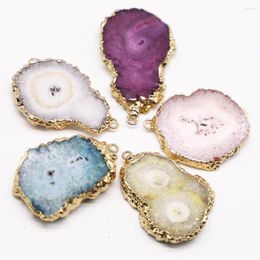 Pendant Necklaces 6pcs/lot Fashion Natural Stone Irregular Druzy Agates Pendants Gold Plated Reiki Charm Necklace Jewellery Earrings