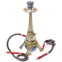 Tower Hookah Shisha Pipe Set Double Hookah Hoses Glass Base Ceramic Bowl Charcoal Tongs Chicha Narguile Sheesha Hookah Smoking HKD230809