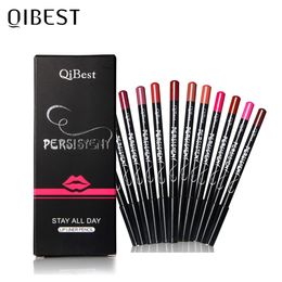 Lipstick QI 12 Colours Lip Liner Pencil Sets Nude Matte Lipliner Waterproof Long Lasting Professional Makeup Kit 230808