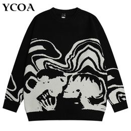 Men's Sweaters Men Sweater Skull Oversize Long Sleeve Tops Gothic Y2K Streetwear Winter Pullovers Knit Vintage Jumper Fashion Harajuku Clothing 230808