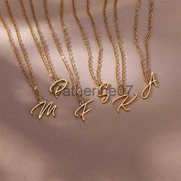 Pendant Necklaces Initial Letter Necklace for Women Stainless Steel Capital Alphabet Pendant Necklaces 2023 Trend Couple Wedding Jewellery collar J230809