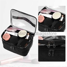 Cosmetic Bags Cases New PU Makeup Bag Lingge Portable Makeup Storage Bag Travel Wash Bag PVC Double Layer Transparent Bagstylishhandbagsstore