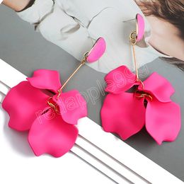 Acrylic Petal Long Dangle Drop Earrings Fashion Solid Colour Earrings Women Romantic Flower Tassel Pendant Ear Jewellery