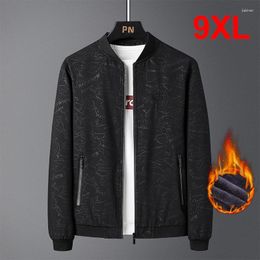 Men's Jackets 9XL Big Size Men Oversize Windbreaker Solid Color Autumn Thick Coat Casual Fashion Outwear Plus HX809