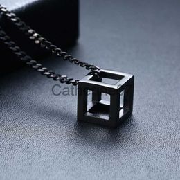 Pendant Necklaces Fashion Retro Punk Hollow Cube Pendant Men&#039;s Ladies Boys Girls Couples Necklaces Personality Square Rubik&#039;s Cube Jewelry Gifts J230809