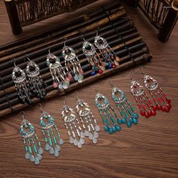 Dangle Earrings Water Droplets Bead Long Eardrop Cross-border Foreign Trade Manual Tassel Yunnan Travel Pos