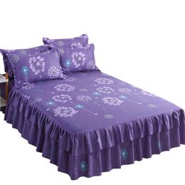 Nordic Romantic Flower Pattern Bedding sets cotton Ruffled Bed Skirt Queen Covers Sheet Home Decoration181z