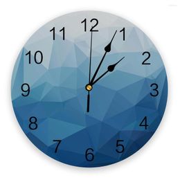 Wall Clocks Triangle Blue Gradient Clock Living Room Home Decor Large Round Mute Quartz Table Bedroom Decoration Watch