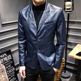 Men's Jackets Fashion Men Leather Suits Blazers Male Coats Slim Fit PU Overcoats Size 6XL 230809