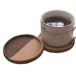 4 Style Splicing Beech Black Walnut Wood Coaster Retro Insulation Cup Mat Household Square Round Coaster wholesale LX2722