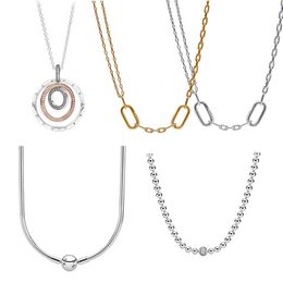 100% 925 STERLING Gümüş Kadın Mücevherleri Orijinal Logo Kolyesi Pandora Charm Aksesuarları DIY Kolye Kadın Tatil Hediyesi