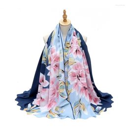 Scarves Cross-Border Amazon Autumn And Winter Cashmere-like Printed Flowers Two-End Cut Flower Multi-Color Closed Toe Shawl Scarf