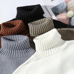 Men's Sweaters High Neck Sweater Casual Knit Warm Tight Fitting Solid Colour Autumn And Winter