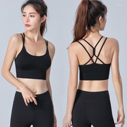 Yoga Outfit Women Cross Breathable Without Steel Ring Sports Bras Thin Straps Gym Beauty Back Running Workout Tops Soild Colour Push Up Bra