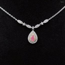 Chains CNZX2023 Fine Jewellery Solid 18K Gold Nature 0.106ct Pink Diamonds Pendants Necklaces For Women Birthday's Presents