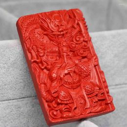 Pendant Necklaces Ho T Sale Synthetic Red Cinnabar Carved Guangong Lucky Pendants Vintage Fit Diy Necklace Beauty Fashion Jewelry 38 58mm