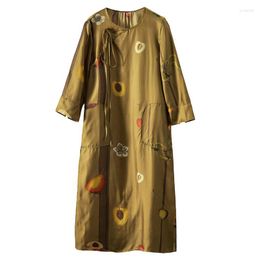 Casual Dresses 2023 STRAIGHT Rayon Viscose Mid-Calf O-Neck Vestidos Elegantes Para Mujer Three Quarter Sleeve Summer Dress