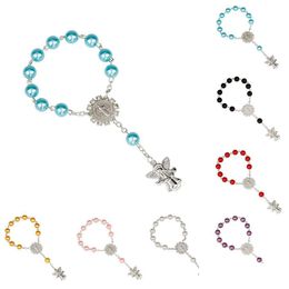 Charm Bracelets Fashion Angel Rosary For Kids Children Religion 8Mm Beads Chains Bangle Boy Girls Jewelry Gift Drop Delivery Dhmdr