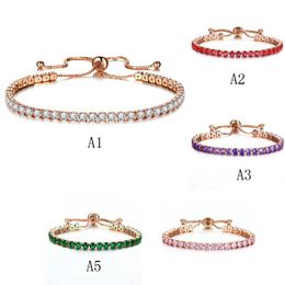 Charm Bracelets Luxury Austrian Crystal Tennis For Women 1 Row Bling Cubic Zirconia Gold Sier Adjustable Bracelet Bangle Fashion Drop Dhmdw