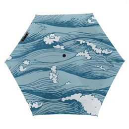 Umbrellas Wave Abstract Square Non Automatic Umbrella Folding Outdoor Printed Rain For Women Kids Parasol