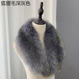 Scarves Faux Fur Collar For Women Men Luxury 90cm Fluffy Fur Scarf Autumn Winter Jackets Hood Collar Kids Coat Warm Fur Trims 230809