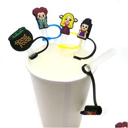 Drinking Straws Custom Hocus Pocus Soft Sile St Toppers Accessories Er Charms Reusable Splash Proof Dust Plug Decorative 8Mm Party Drop Del