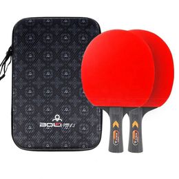 Table Tennis Raquets 2PCS Professional Ping Pong Racket Set 7-Ply Table Tennis Paddles with Case High-Performance Ping Pong Bat for Pingpong Training 230808