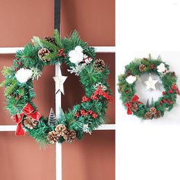 Decorative Flowers Simulation Garland Christmas Cotton Hanging Wreath Decoration Cane Circle Door Home Decor Lighted