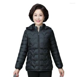Women's Trench Coats Fashion Down Cotton-padded Jacket Winter Large Size Middle-Aged And Elderly Light Short Hooded Warm Coat