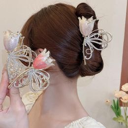 Zircon Korean Hairgrips Crystal Shark Clips Women Hair Clips Flower Hair Claws Rhinestone Geometric Heardress Headwear