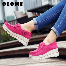 Dress Shoes Spring Women Flats Shoes Platform Sneakers Slip On Flats Leather Suede Ladies Loafers Casual Summer Autumn J230808