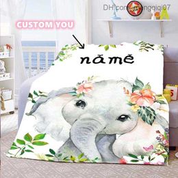 Blankets Swaddling Customized Blanket Customized Name Blanket Baby Girl Boy Children Cartoon Animal Cute Soft Flannel Throwing Blanket Gift Z230809