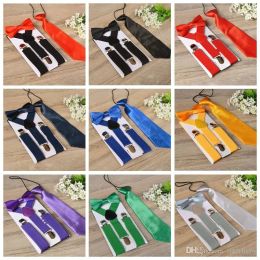Baby Suspenders With Tie Bowtie Outfits Clipon Yback Braces Bow Tie Solid Elastic Adjustable Belt Party Wedding School Suit Gift BYP5149ZZ