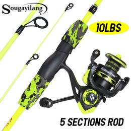 Rod Reel Combo Sougayilang Fishing 1 66m 5sections Glass Fiber and 5 2 1 Gear Ratio Metal Spool 10lb Spinning Pesca 230809