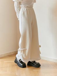 Women's Pants Bow Loose Cute Trouser Winter 2023 Japanese Kawaii Corduroy Lolita Women Korean Style Plush Warm Wide-legged Female