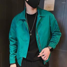 Men's Jackets Fashion Lapel Spliced Pockets Zipper Casual Coats Clothing 2023 Autumn Loose Korean Tops Solid Color All-match