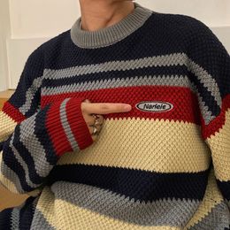 Men's Sweaters Striped Rhude Knit Jacquard Sweaters Men Autumn Women Patchwork Casual Pullovers Winter Streetwear Jumper Sweaters Men 230808