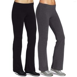 Active Pants Women Yoga Hip Lift Solid Color Flared Wide Leg Stretch Fitness Wear Slim Fit Gym Leggings Trousers Female Clothes