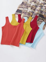 Women's Tanks 2023 Fashion Sexy Women Candy Colour Tops Short Cotton Casual Camisole Tube Top Female Sleeveless Cropped Ves